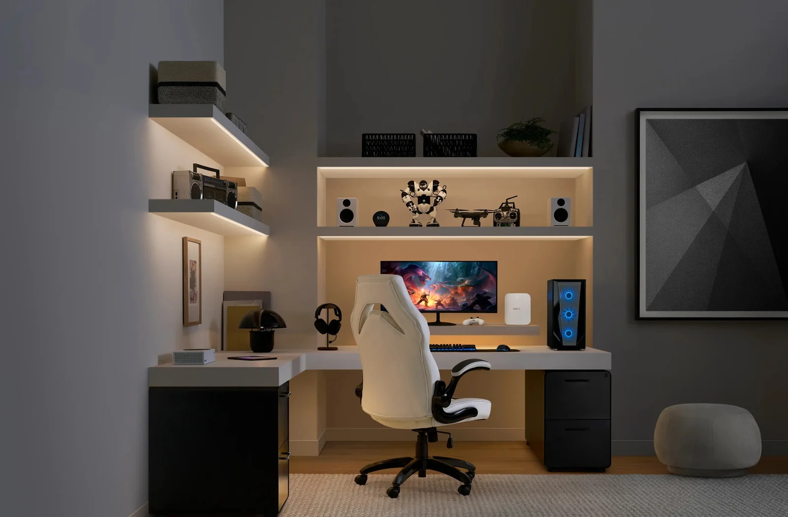 Whole-home Wi-Fi hardware placed for seamless coverage