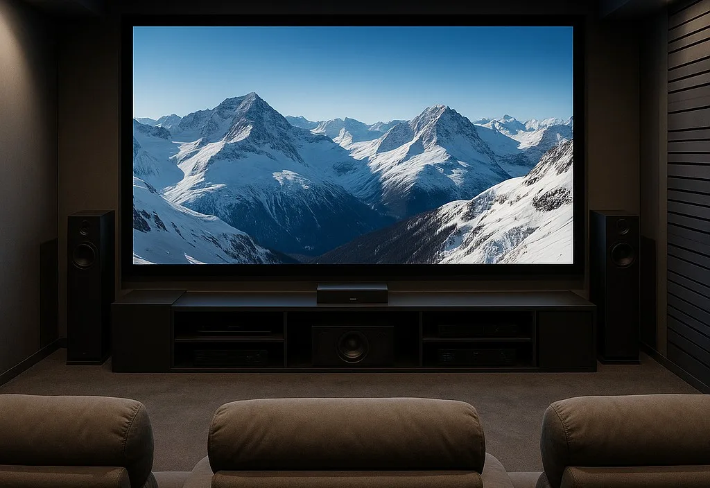 Dedicated home theater with large screen and surround sound
